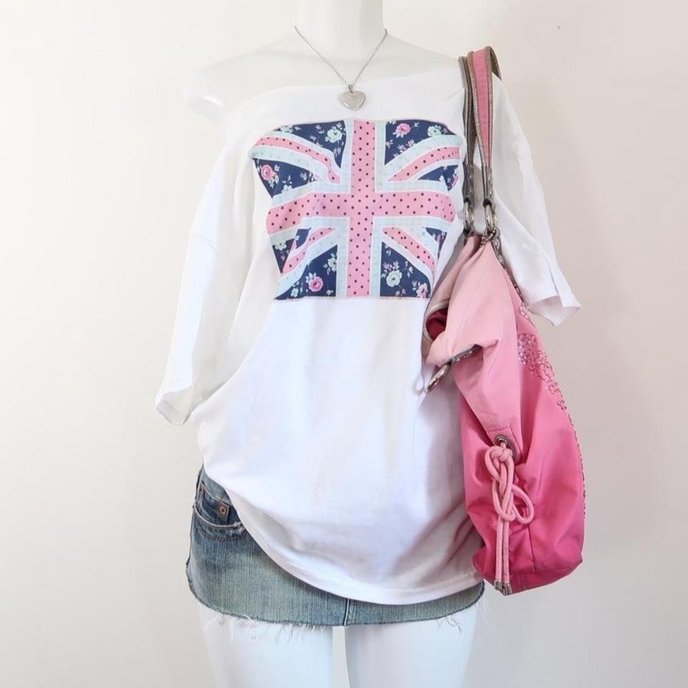 custom floral union jack oversized tee